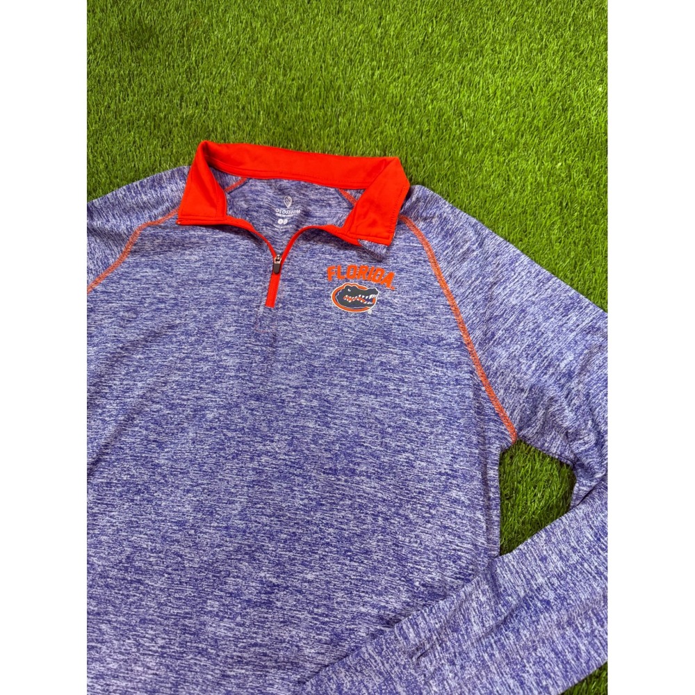 Colosseum Florida Gators Mens XL Quarter Zip Pullover Blue Heathered Orange